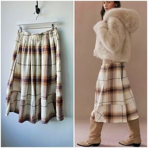 Free People Ivy Puckered Plaid Culotte Pants
